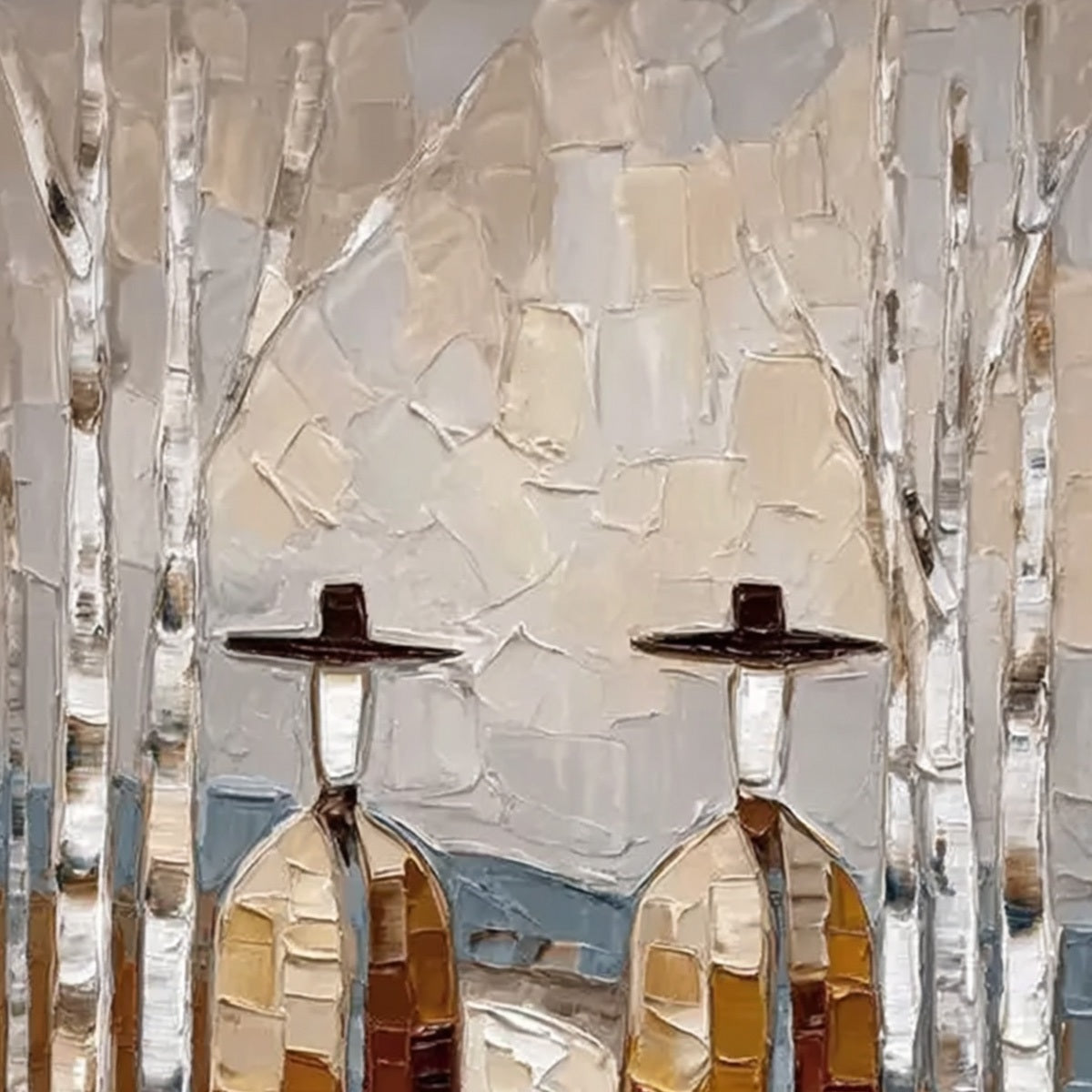 THE SOJOURNERS: Textured Palette Knife Painting of Figures in a Landscape