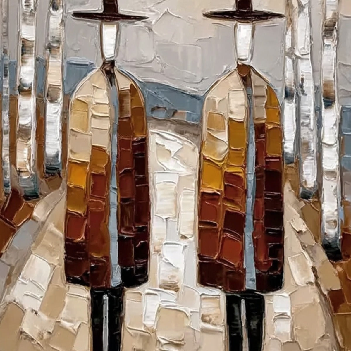 THE SOJOURNERS: Textured Palette Knife Painting of Figures in a Landscape