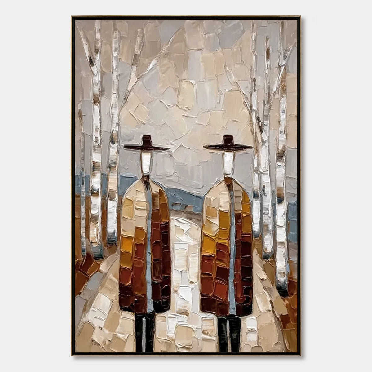 THE SOJOURNERS: Textured Palette Knife Painting of Figures in a Landscape