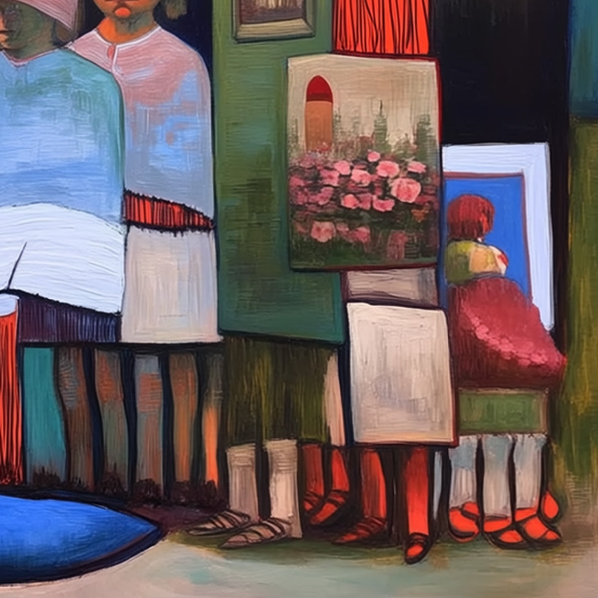 THE STORYKEEPERS: Colorful Figurative Painting of a Generational Gathering