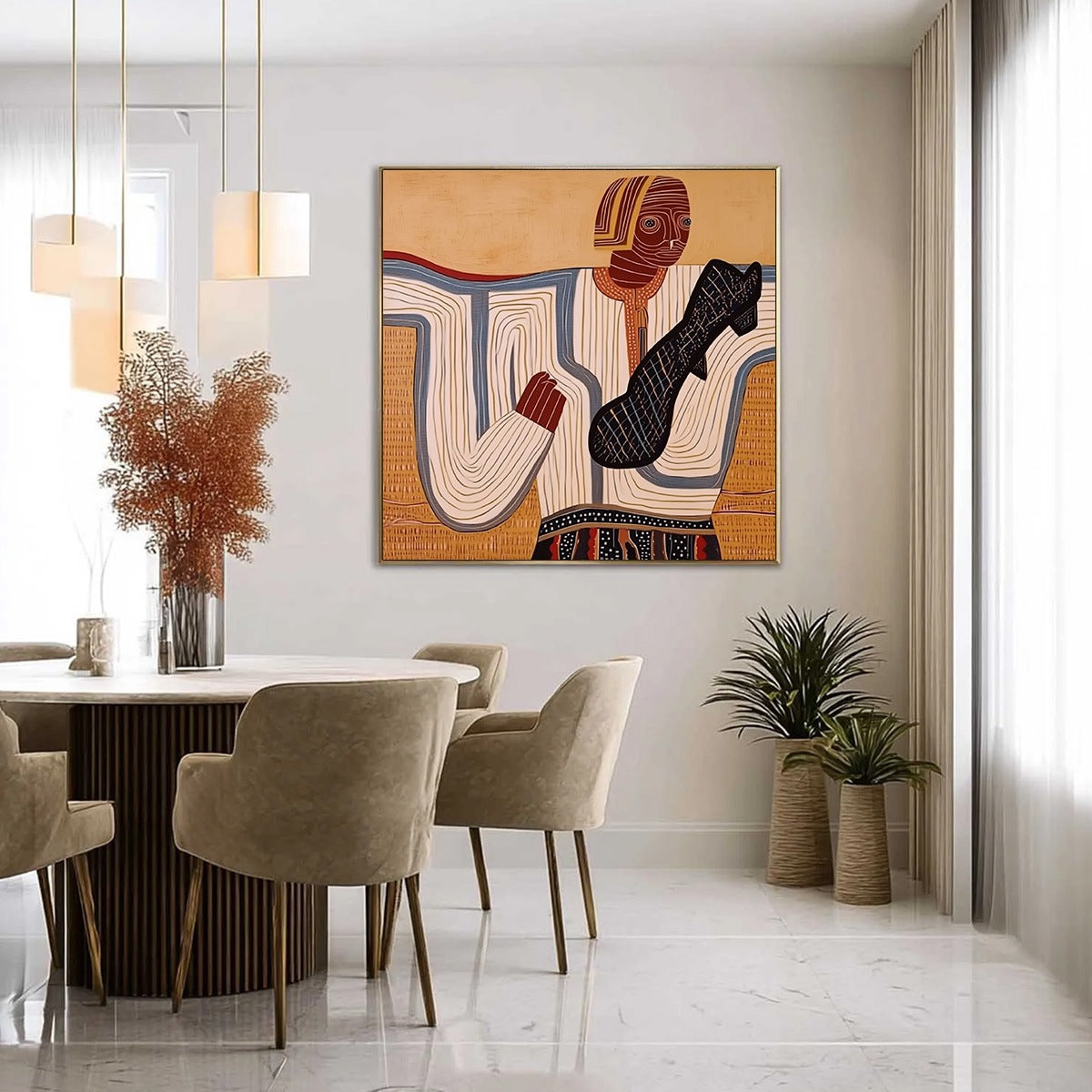 THE STORYTELLER: Abstract Figurative Portrait Painting with Earth Tones