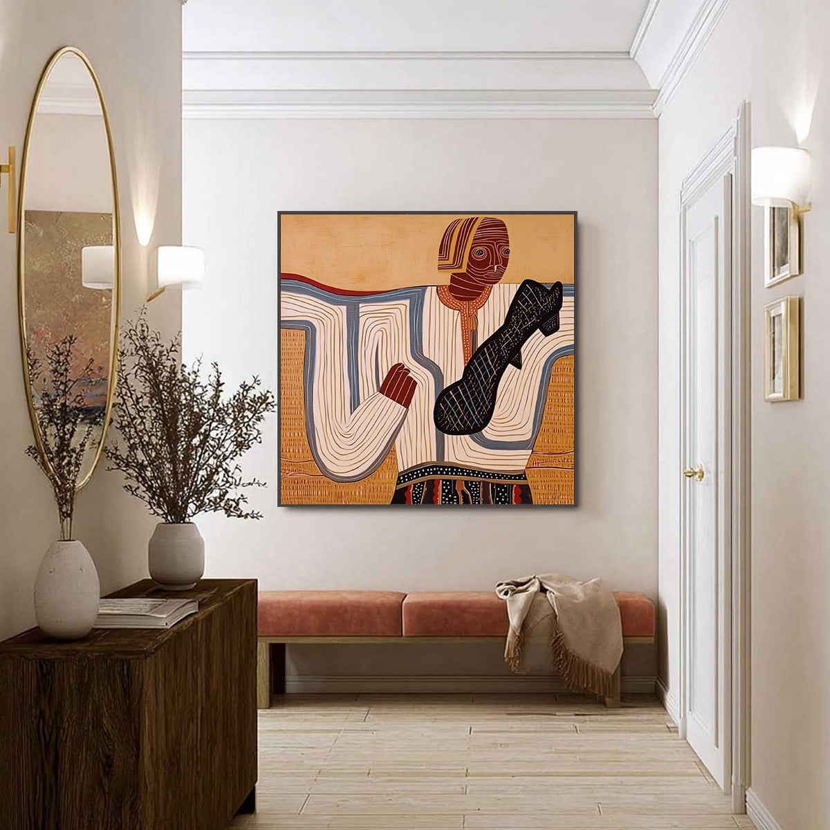 THE STORYTELLER: Abstract Figurative Portrait Painting with Earth Tones