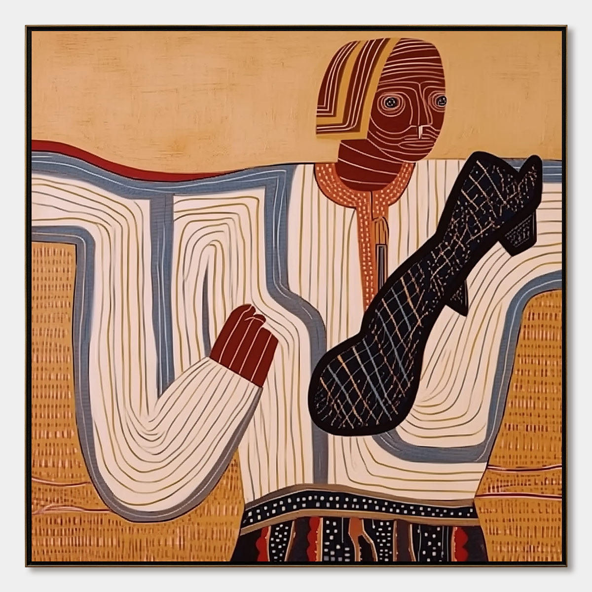 THE STORYTELLER: Abstract Figurative Portrait Painting with Earth Tones