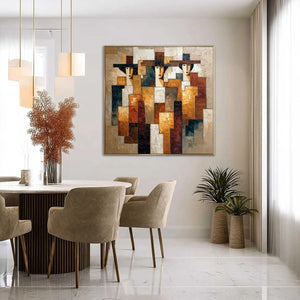 THE TRIAD: Heavily Textured Abstract Figurative Impasto Painting