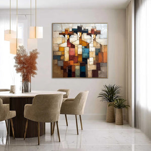 THE TRIAD: Textured Abstract Figurative Oil Painting
