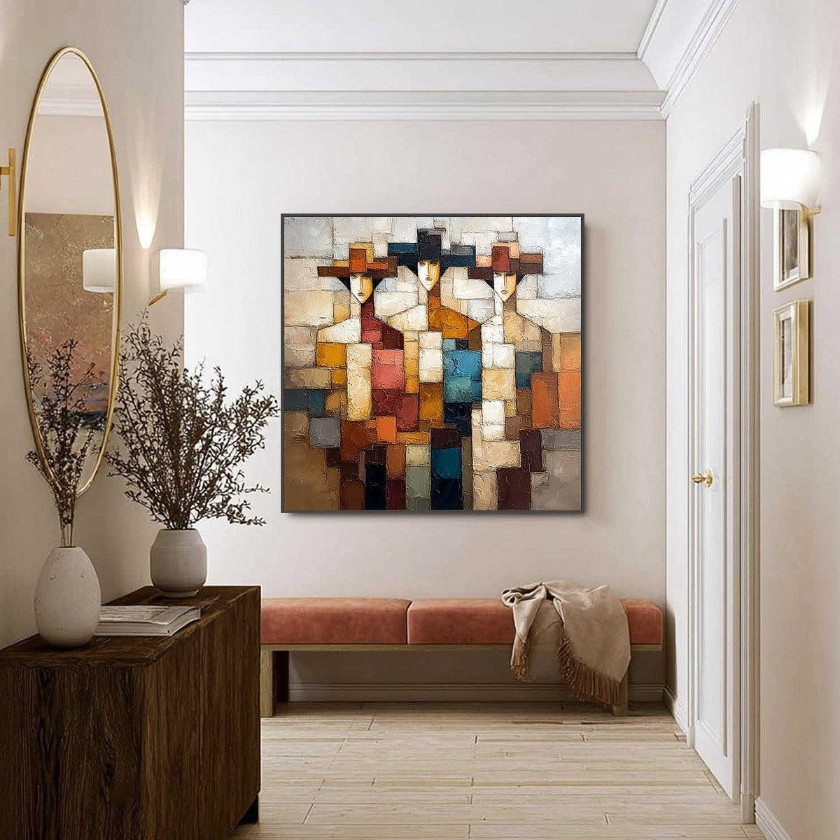 THE TRIAD: Textured Abstract Figurative Oil Painting