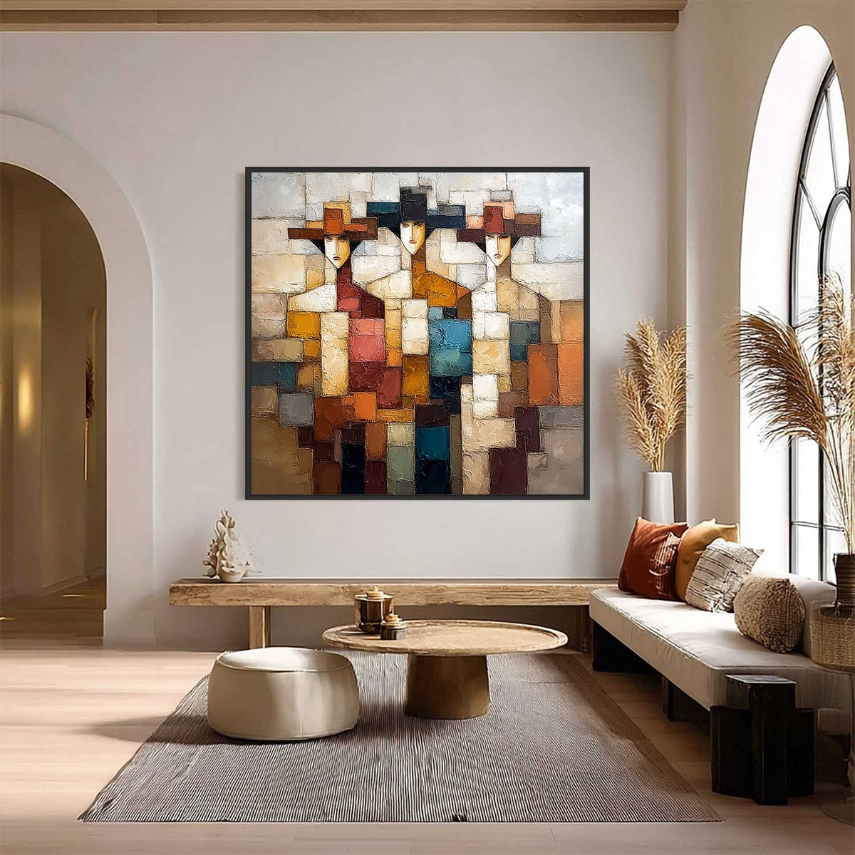 THE TRIAD: Textured Abstract Figurative Oil Painting