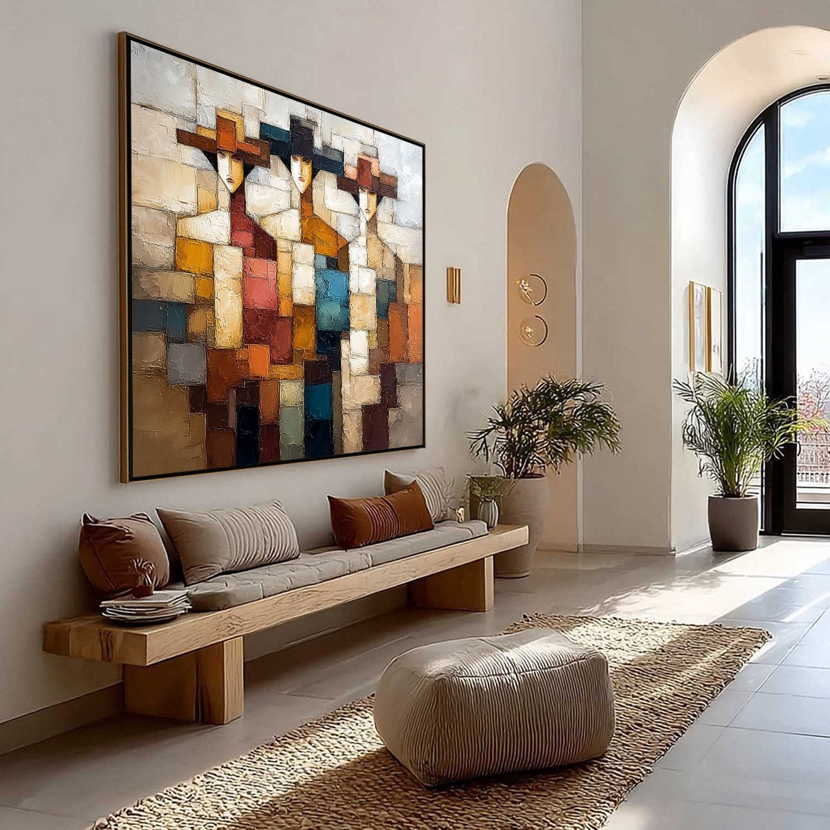 THE TRIAD: Textured Abstract Figurative Oil Painting