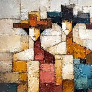 THE TRIAD: Textured Abstract Figurative Oil Painting