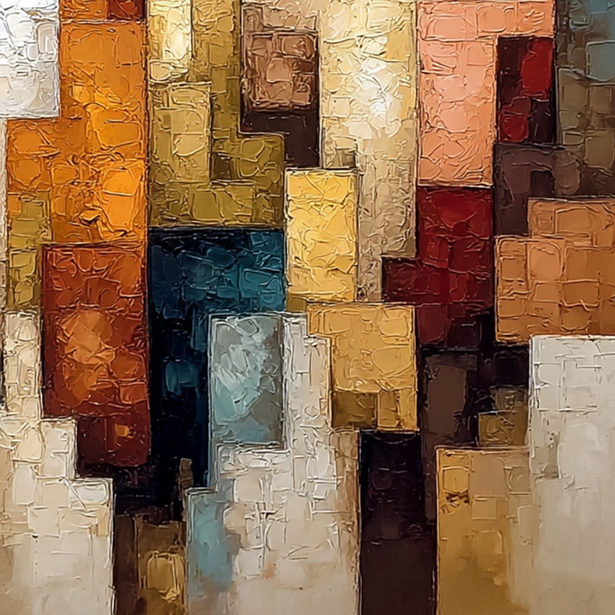 THE TRIAD: Textured Figurative Abstract Painting of Three Figures