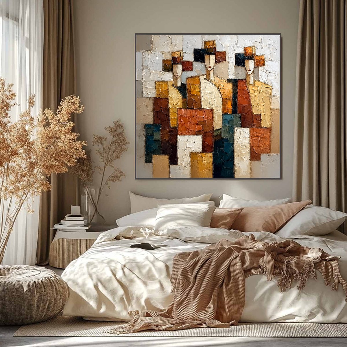 THE TRIAD: Textured Geometric Figurative Portrait Painting