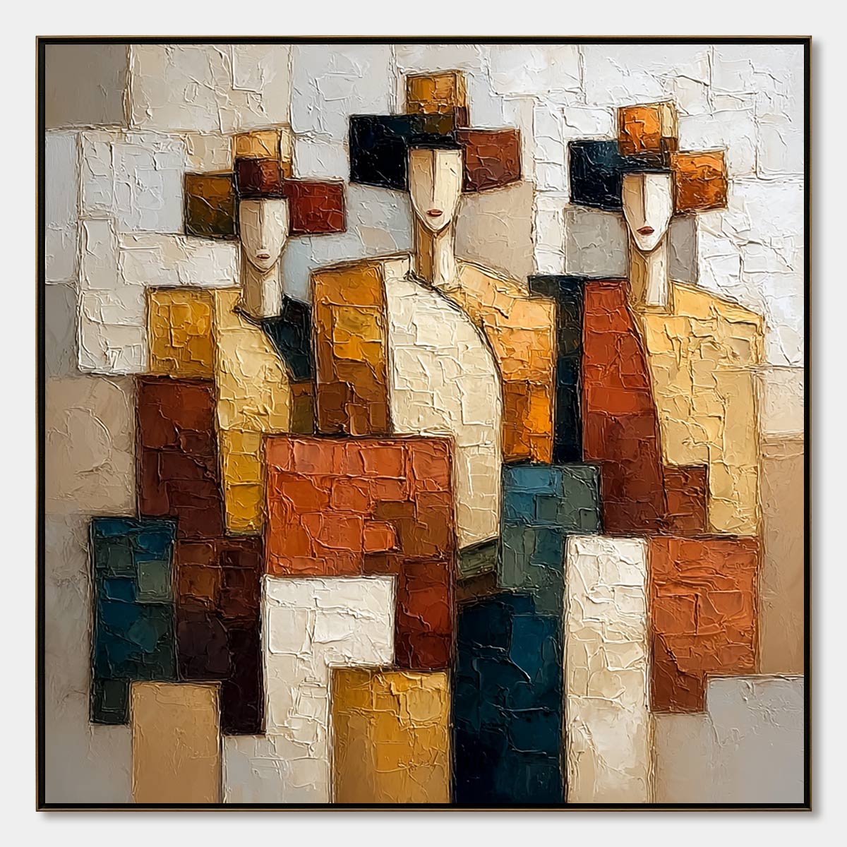 THE TRIAD: Textured Geometric Figurative Portrait Painting