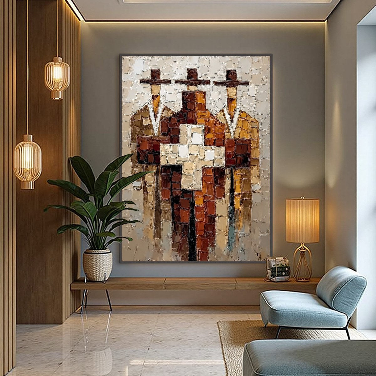 THE TRIAD: Textured Impasto Painting of Abstract Figures