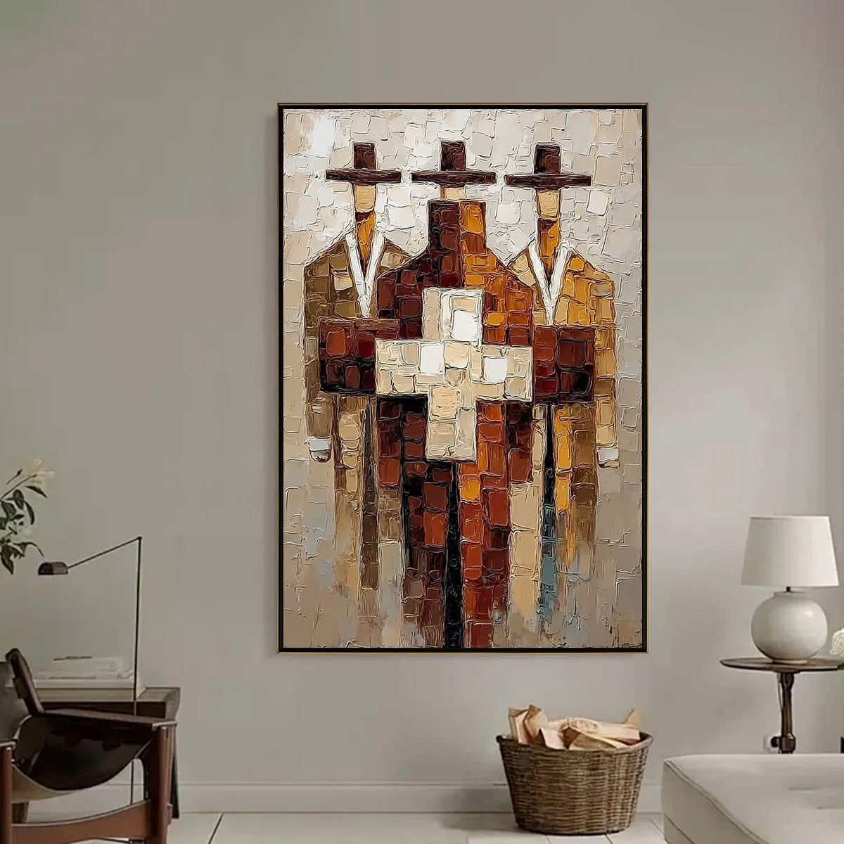 THE TRIAD: Textured Impasto Painting of Abstract Figures