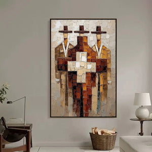 THE TRIAD: Textured Impasto Painting of Abstract Figures