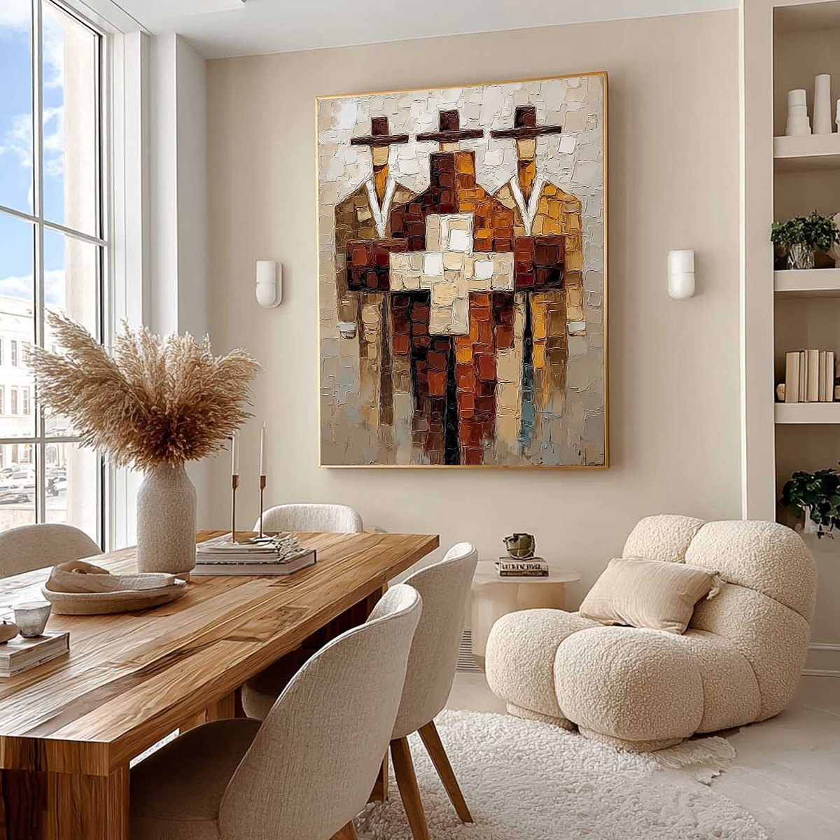 THE TRIAD: Textured Impasto Painting of Abstract Figures