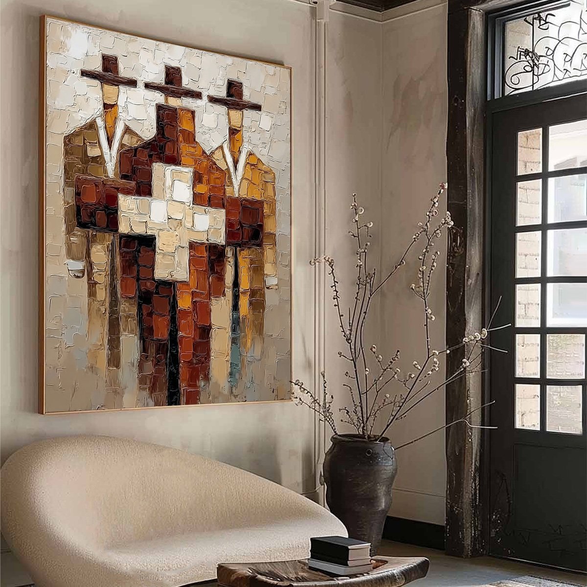 THE TRIAD: Textured Impasto Painting of Abstract Figures