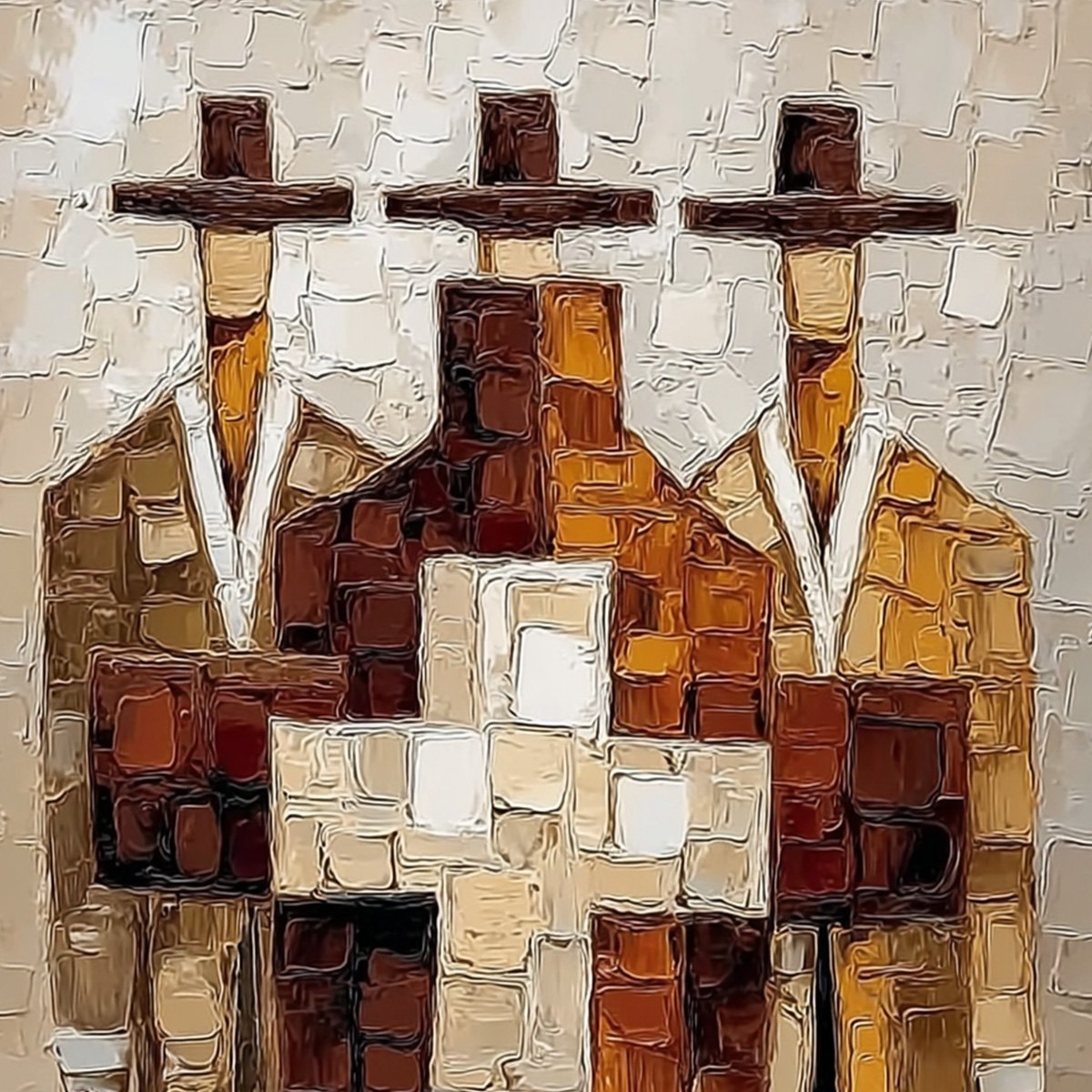 THE TRIAD: Textured Impasto Painting of Abstract Figures