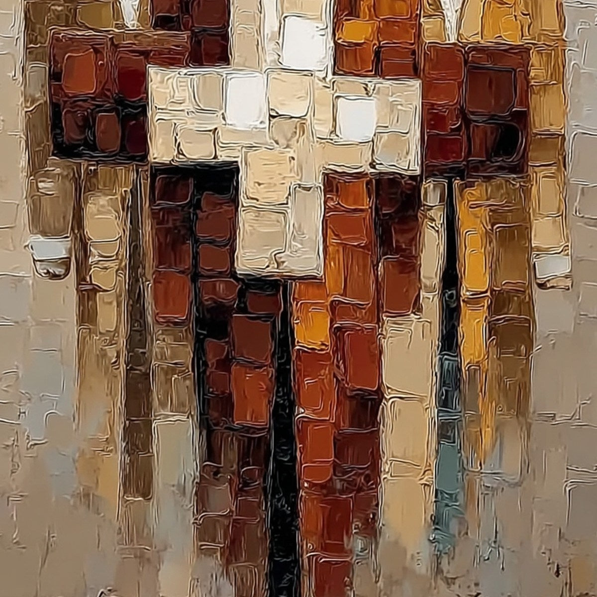 THE TRIAD: Textured Impasto Painting of Abstract Figures