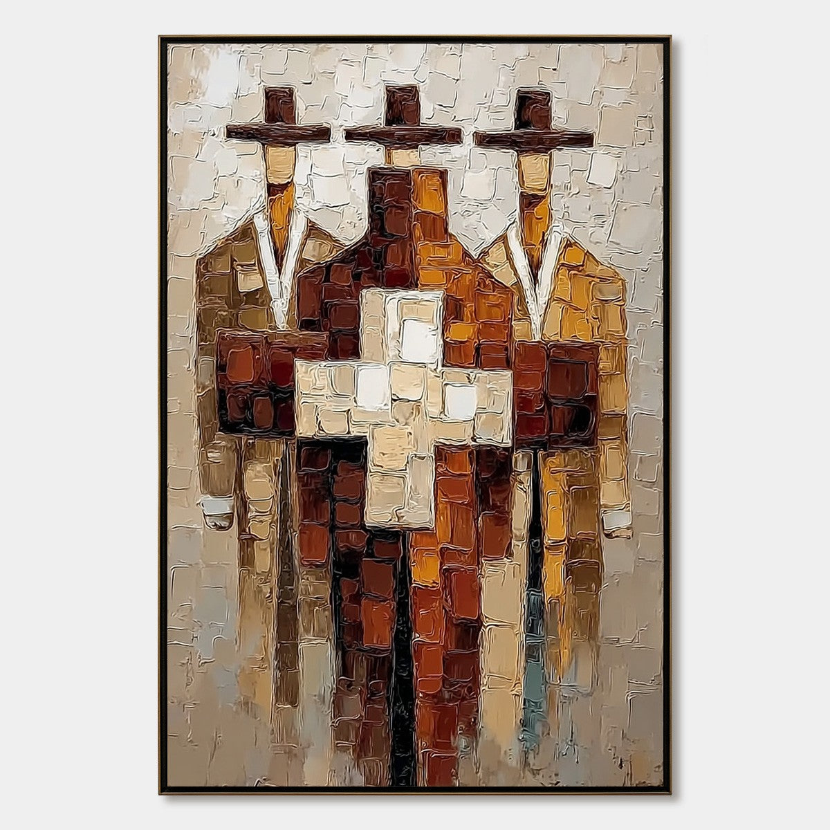 THE TRIAD: Textured Impasto Painting of Abstract Figures