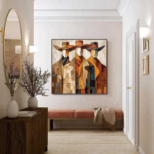 THE UNISON: Abstract Textured Figurative Painting of Three Men