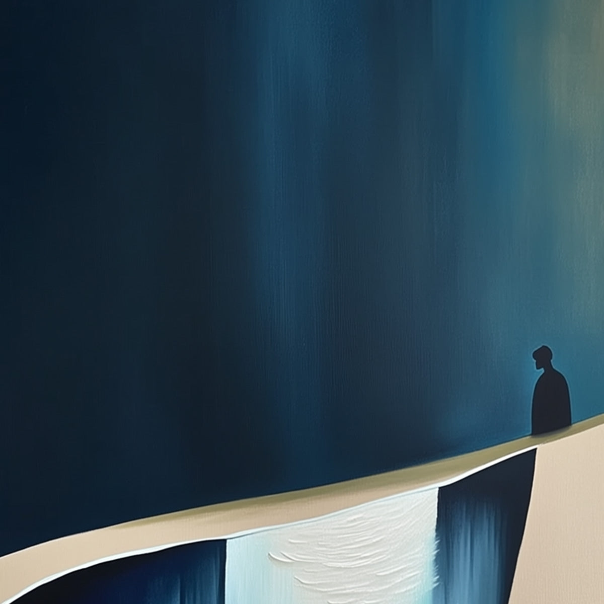 THE VERGE: Minimalist Abstract Painting of a Figure and Chasm