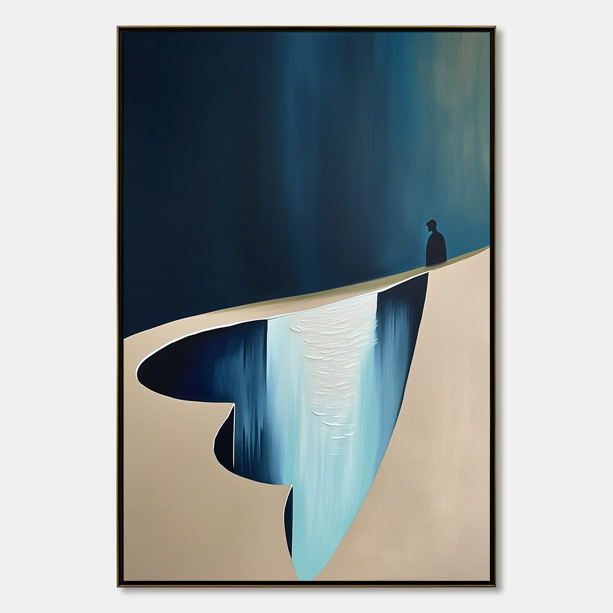 THE VERGE: Minimalist Abstract Painting of a Figure and Chasm