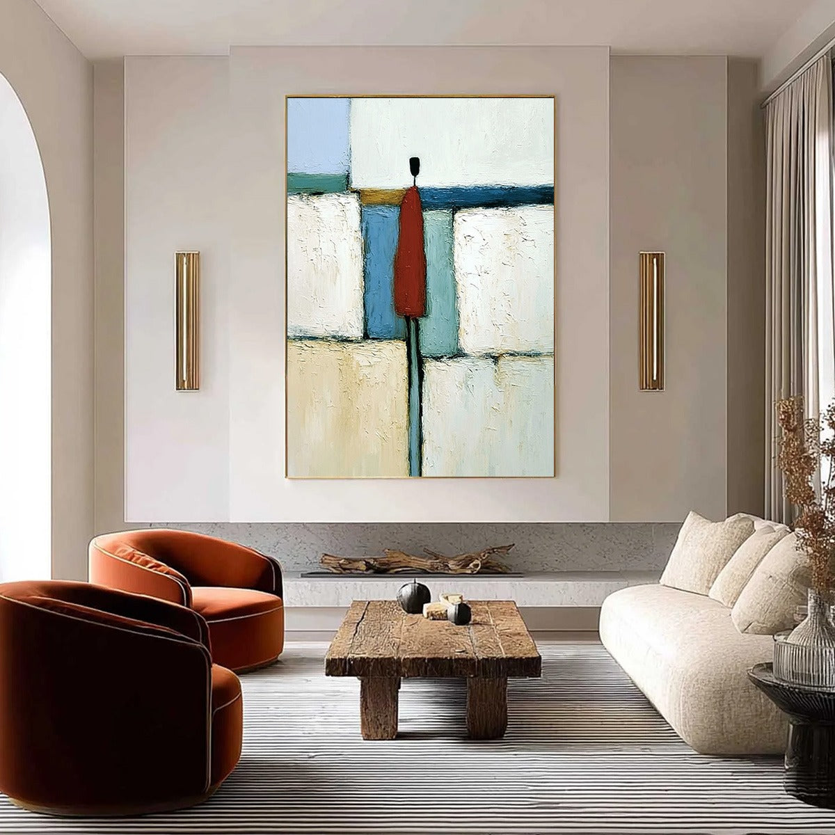 THE VISITOR: Textured Abstract Figurative Painting for Modern Decor