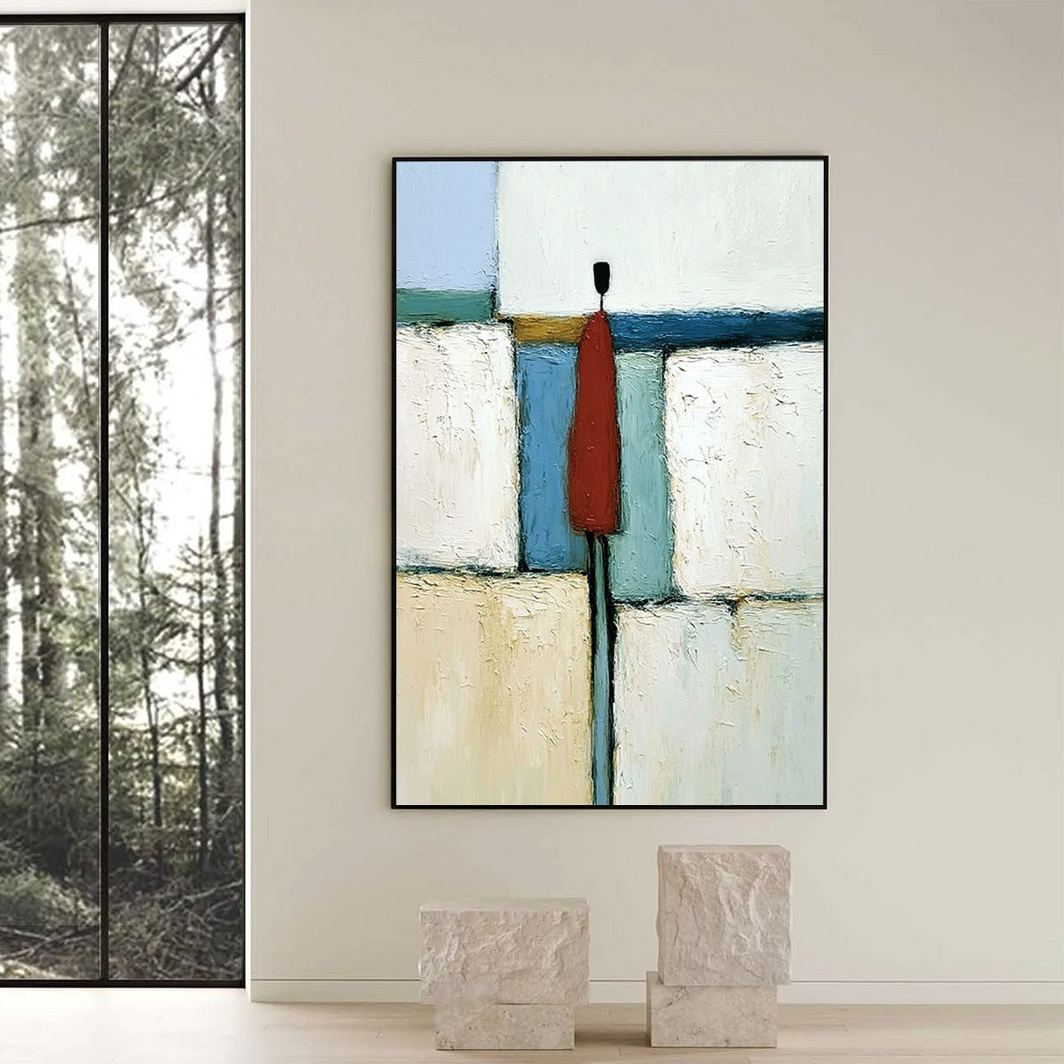 THE VISITOR: Textured Abstract Figurative Painting for Modern Decor