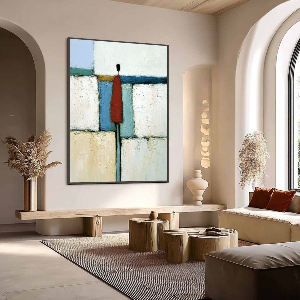 THE VISITOR: Textured Abstract Figurative Painting for Modern Decor