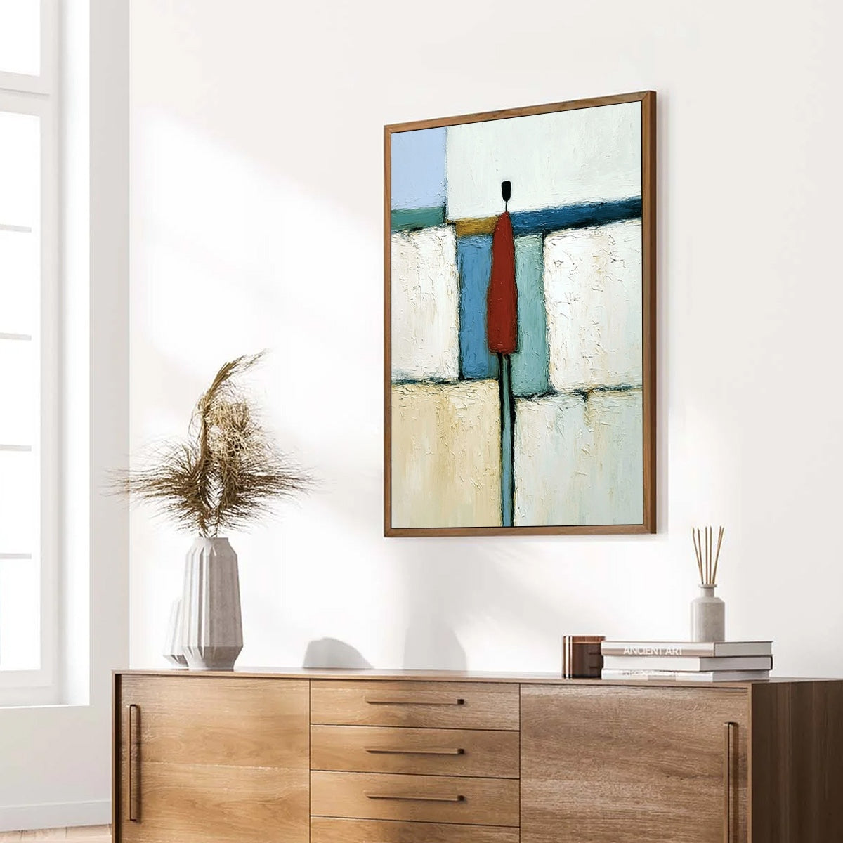 THE VISITOR: Textured Abstract Figurative Painting for Modern Decor