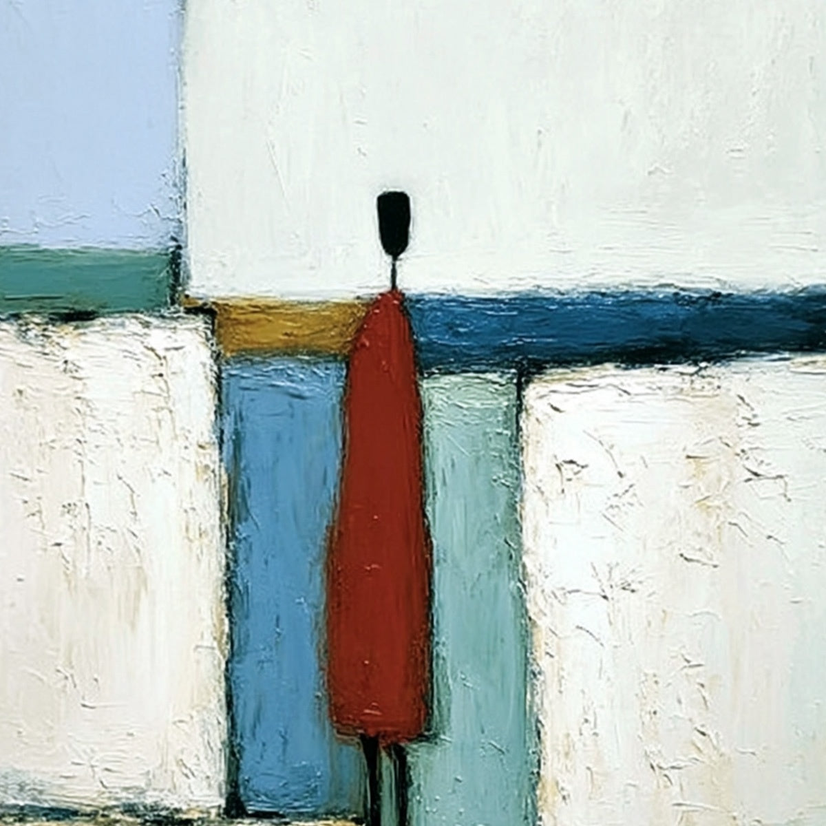 THE VISITOR: Textured Abstract Figurative Painting for Modern Decor