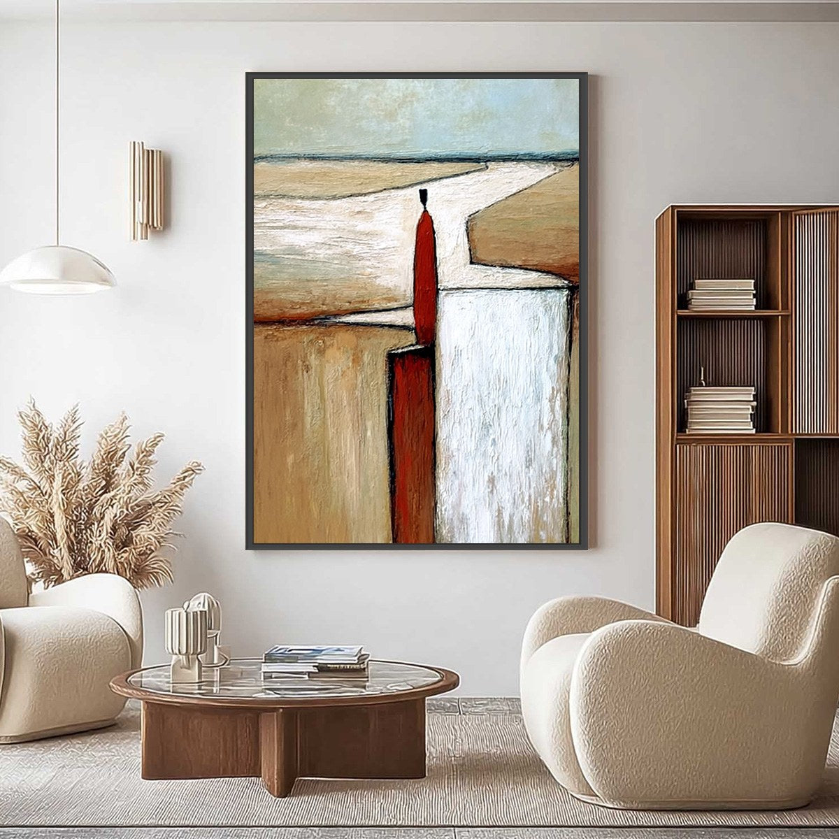 THE VOYAGER: Textured Minimalist Painting of a Solitary Figure