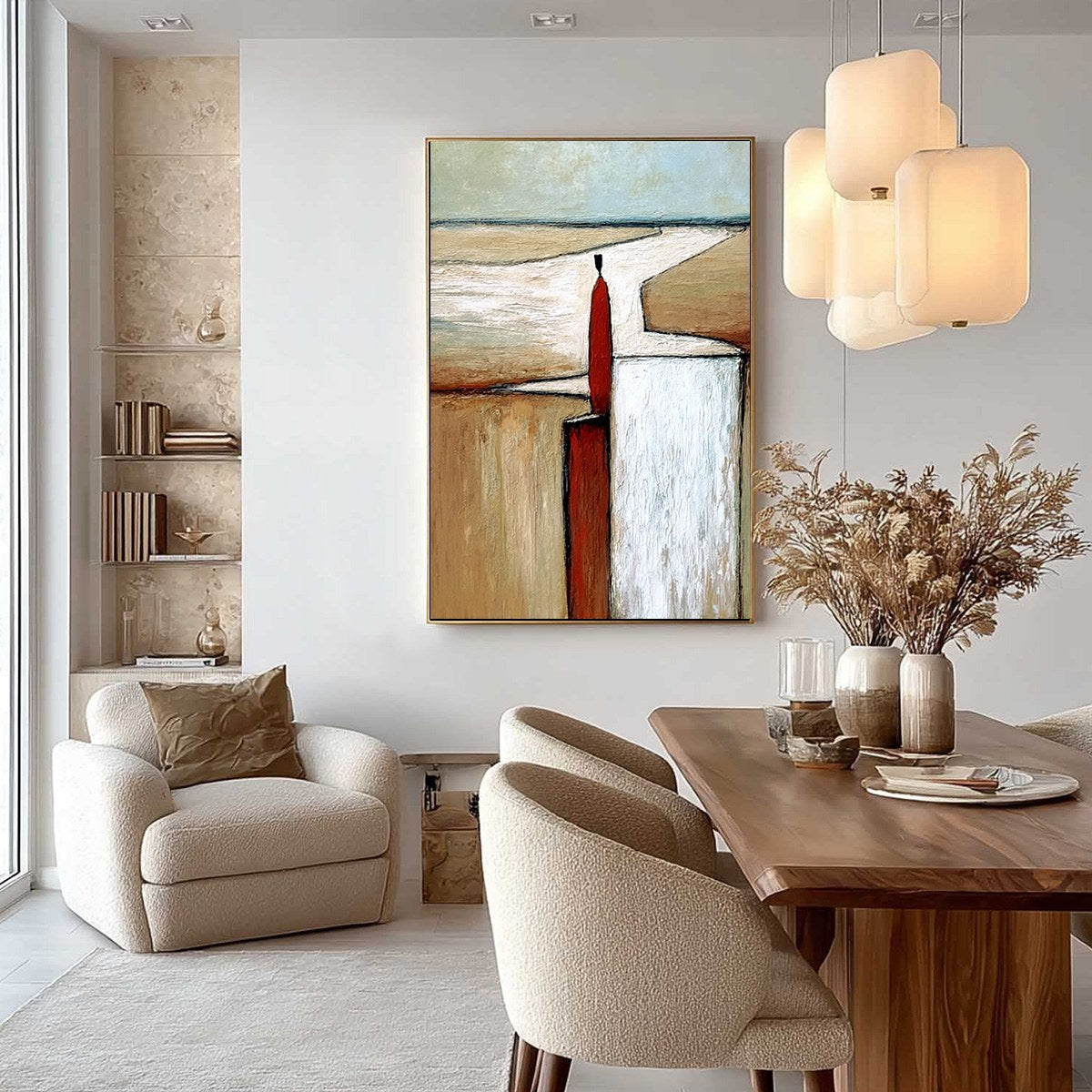 THE VOYAGER: Textured Minimalist Painting of a Solitary Figure