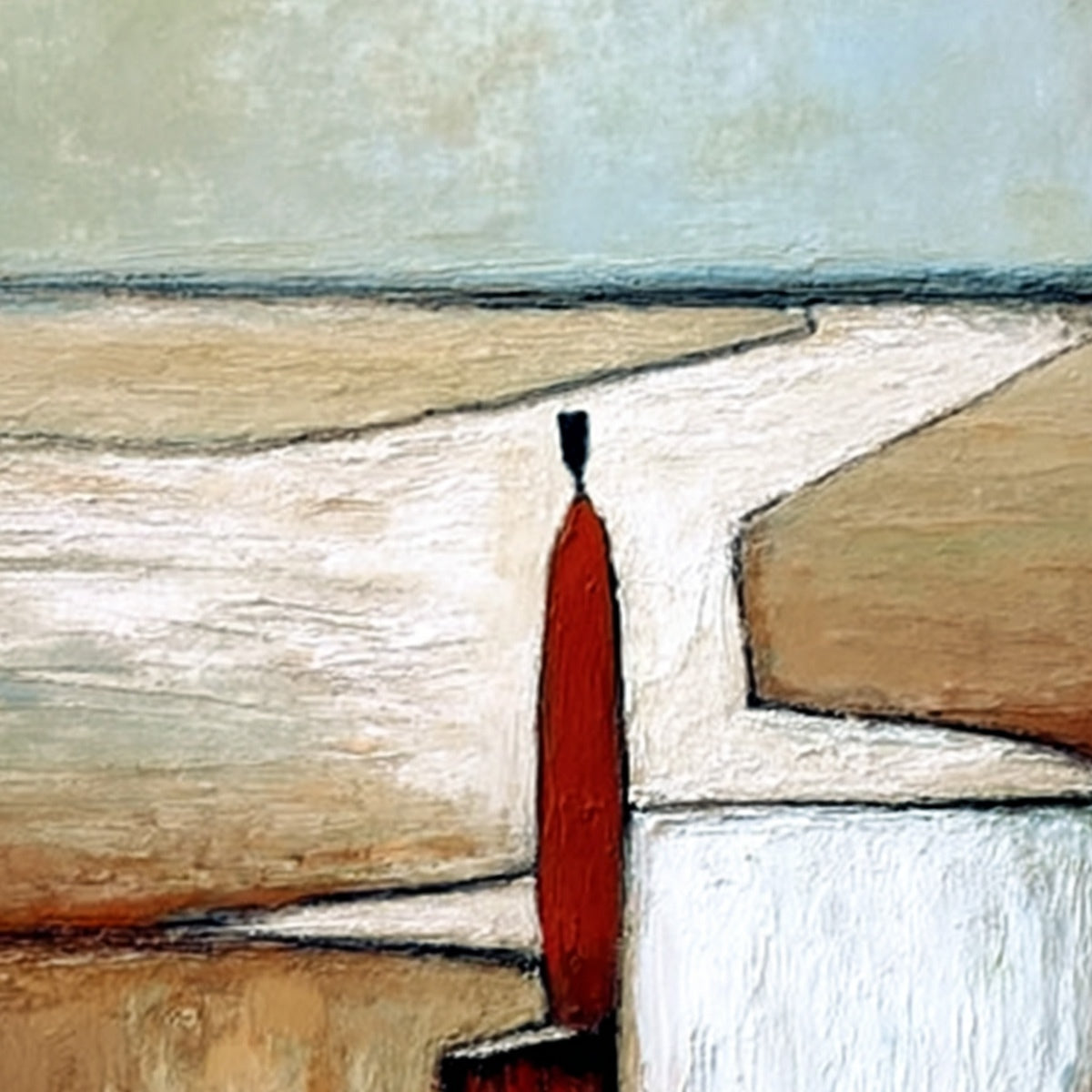 THE VOYAGER: Textured Minimalist Painting of a Solitary Figure