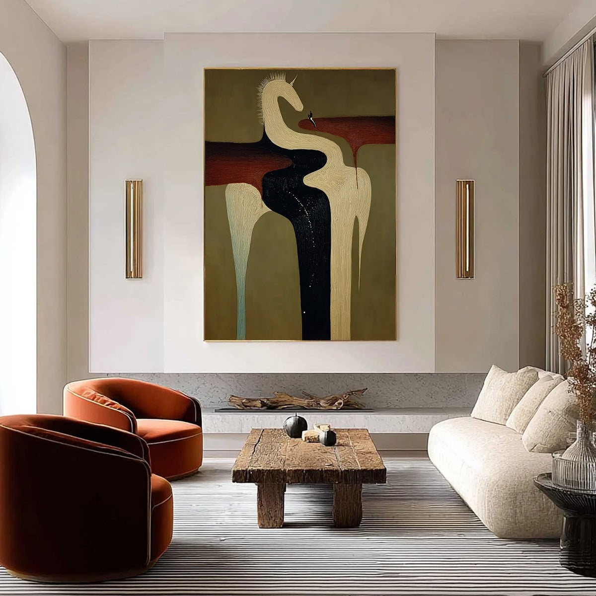 THE VOYAGER'S STEED: Textured Abstract Unicorn Painting for Modern Decor