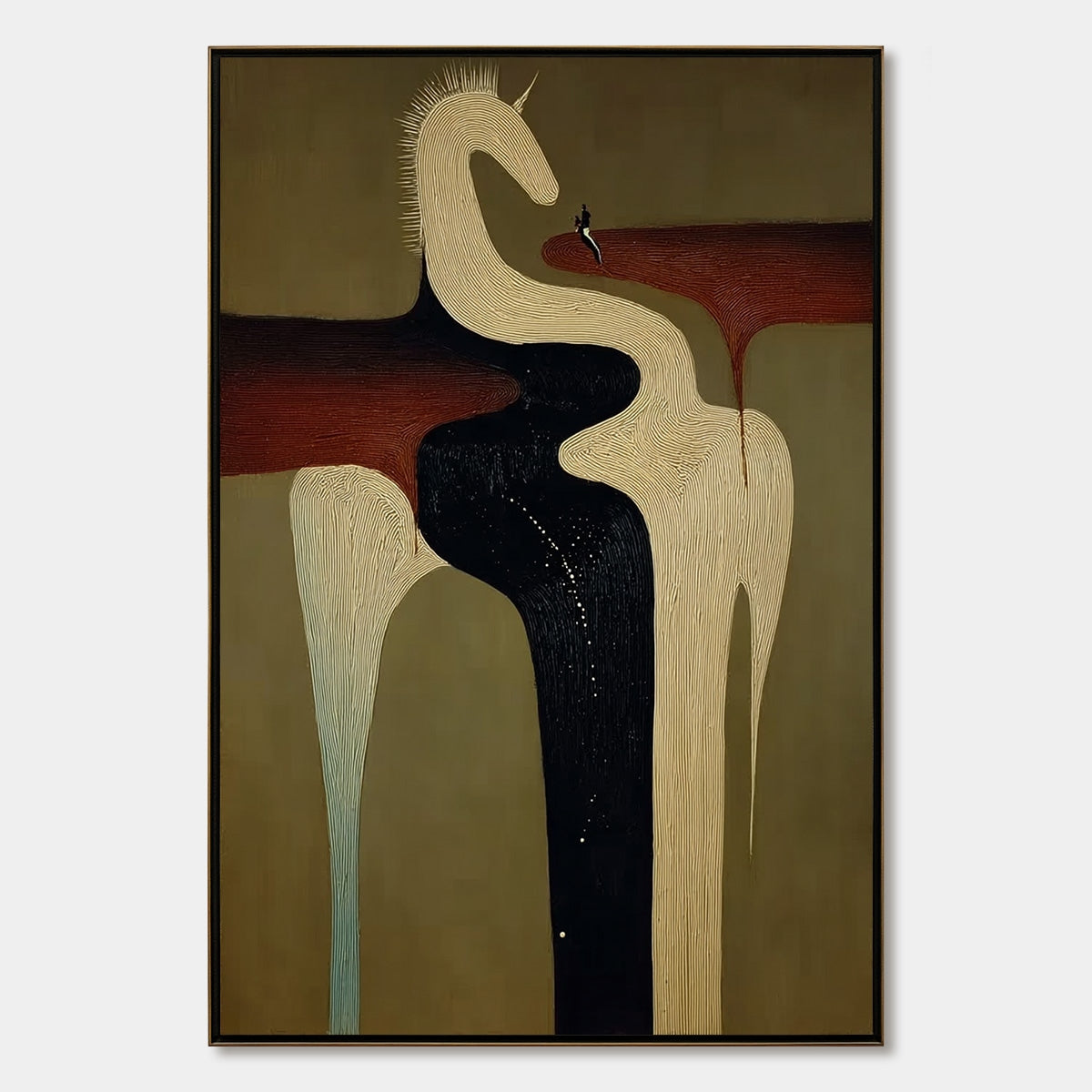 THE VOYAGER'S STEED: Textured Abstract Unicorn Painting for Modern Decor
