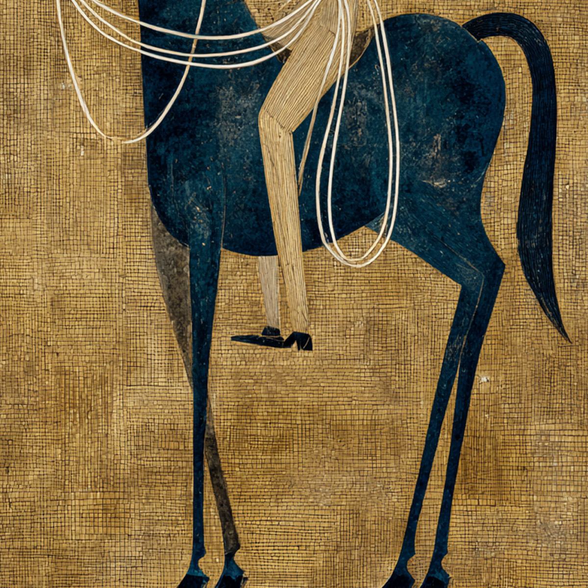 THE WANDERER: Minimalist Equestrian Portrait with Golden Texture