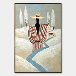THE WANDERER'S PATH: Textured Figurative Landscape Painting