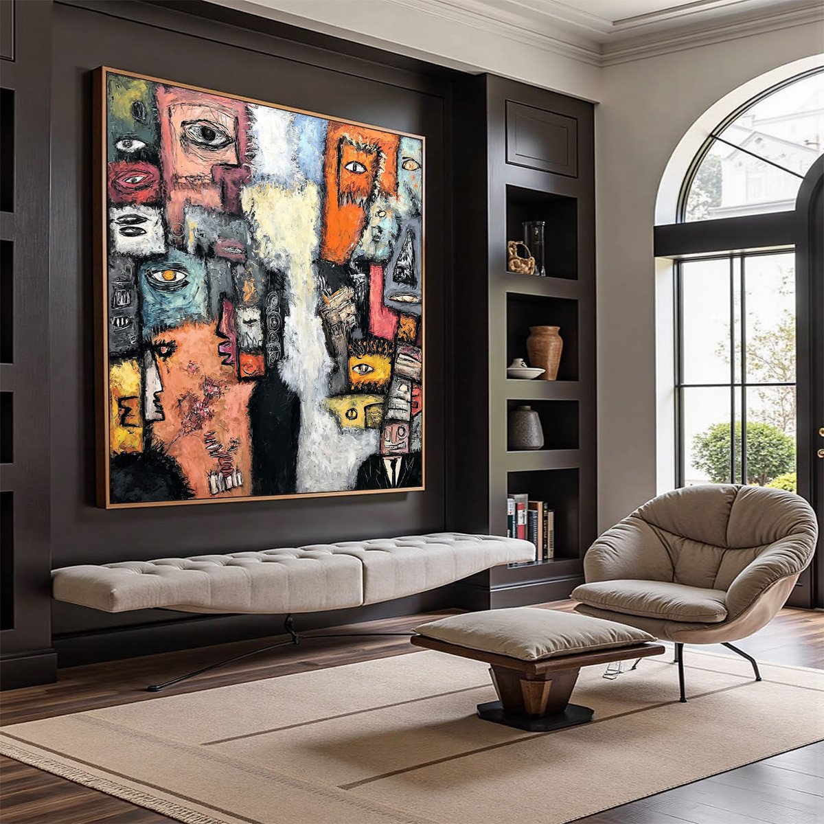 THE WATCHERS: Large Square Abstract Figurative Wall Art