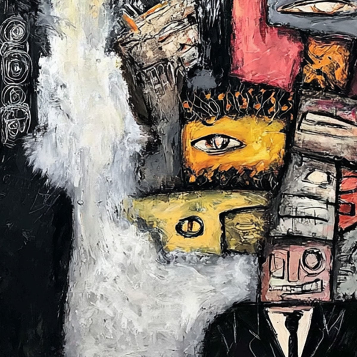 THE WATCHERS: Large Square Abstract Figurative Wall Art