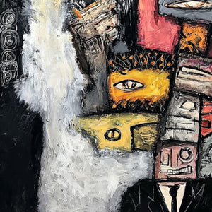 THE WATCHERS: Large Square Abstract Figurative Wall Art