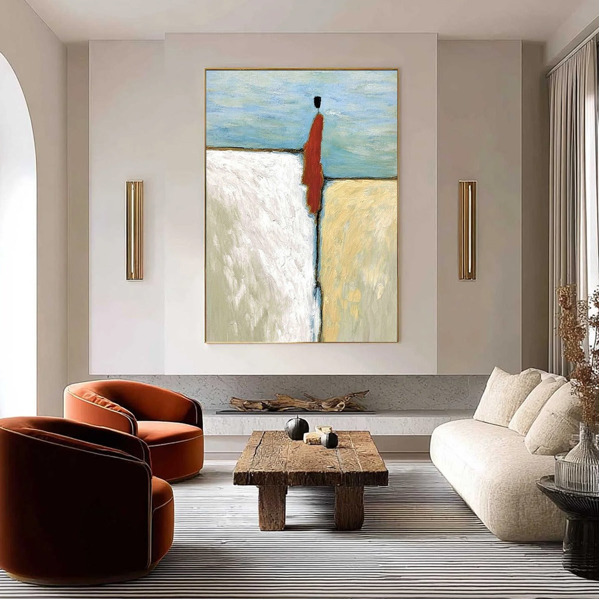 **THE WATCHER**: Minimalist Figurative Abstract Textured Painting