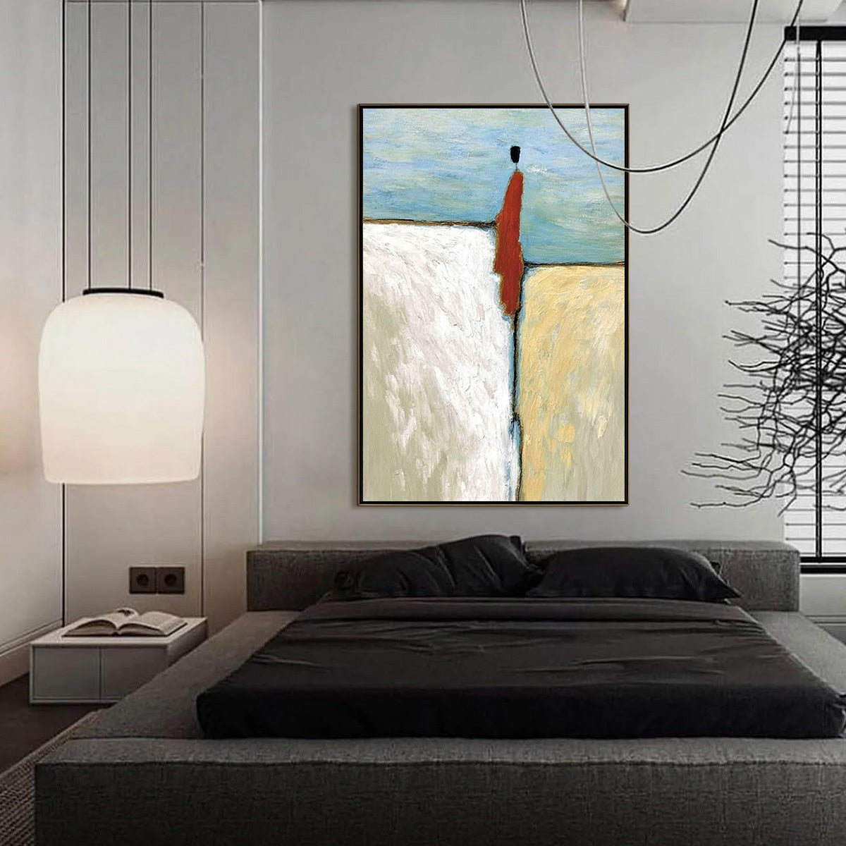 **THE WATCHER**: Minimalist Figurative Abstract Textured Painting