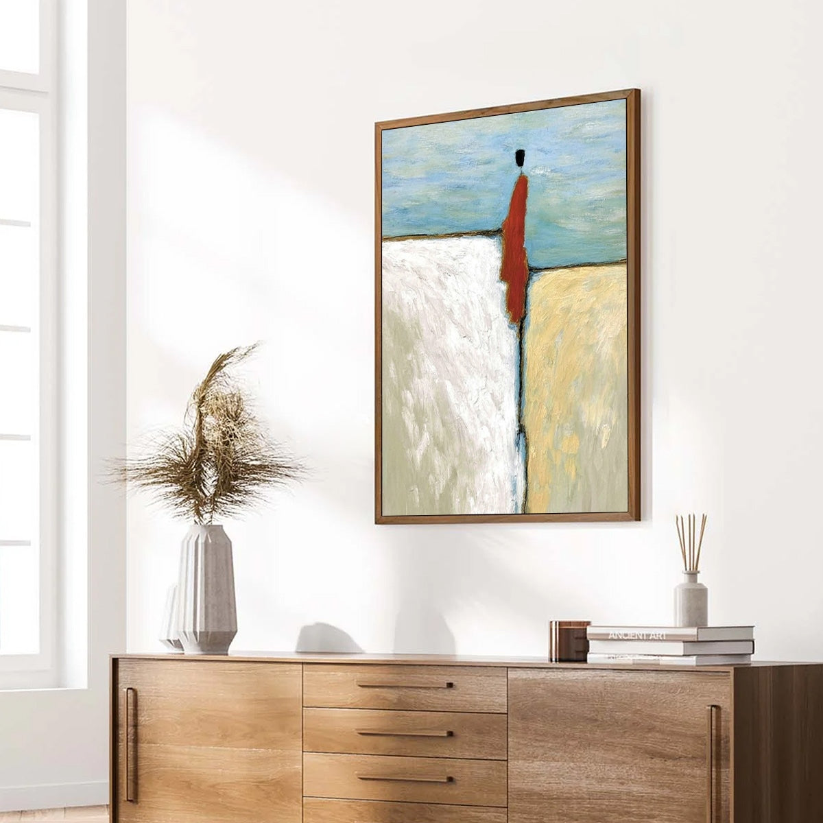 **THE WATCHER**: Minimalist Figurative Abstract Textured Painting