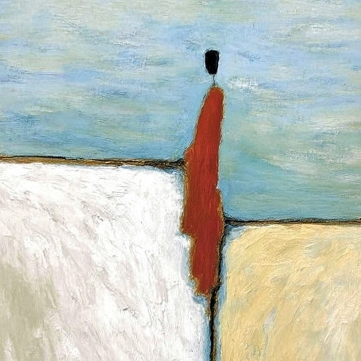 **THE WATCHER**: Minimalist Figurative Abstract Textured Painting