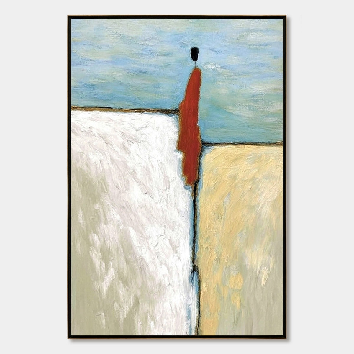 **THE WATCHER**: Minimalist Figurative Abstract Textured Painting