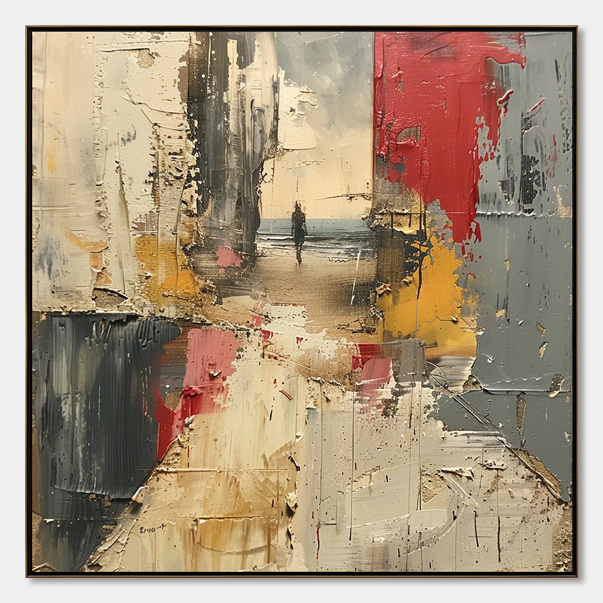 Threshold: Original Impasto Abstract Seaside Oil Painting – Textured ...