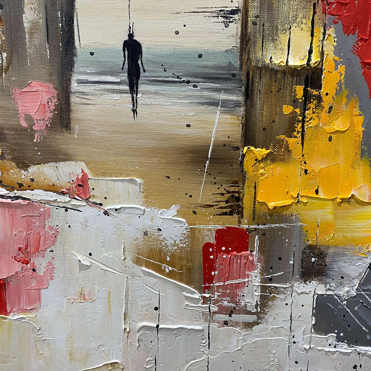 Threshold: Original Impasto Abstract Seaside Oil Painting