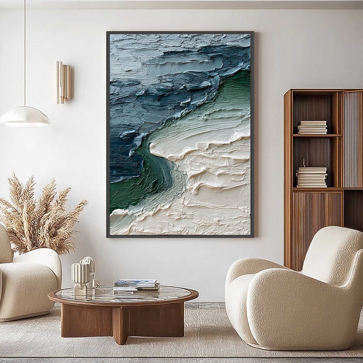 TIDAL CONVERGENCE: Textured Wabi Sabi Abstract Seascape Painting